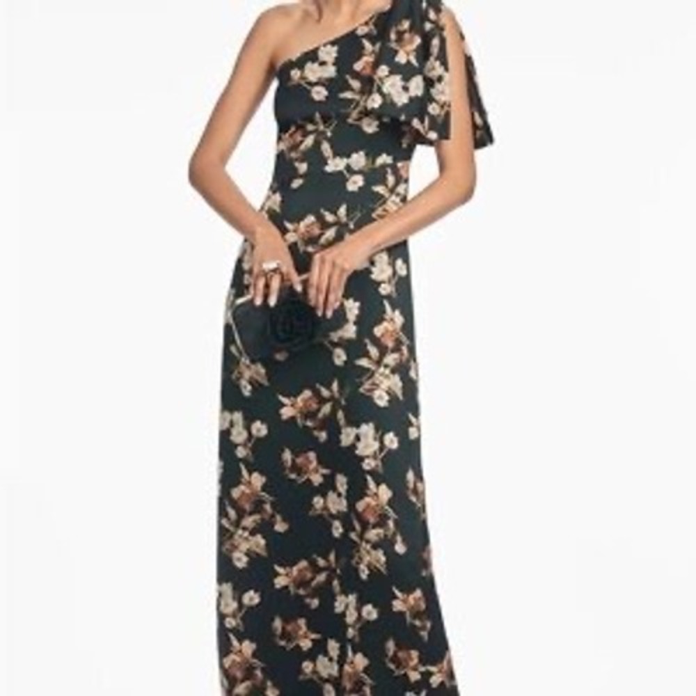 Sachin & Babi Chelsea One Shoulder Maxi Dress Gown Black Floral 22W